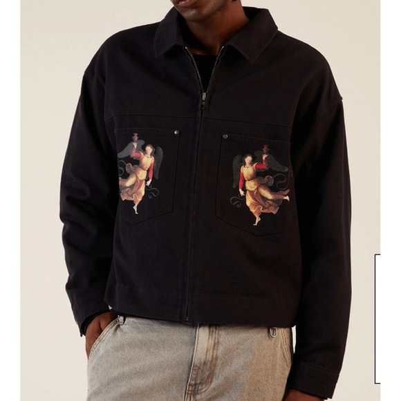 PacSun Renaissance Gas Black Denim Zip Jacket Men's Size XL‎ - Picture 1 of 4